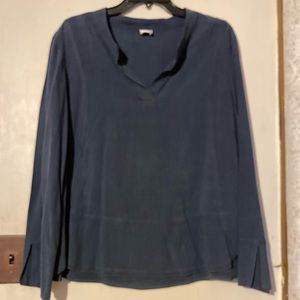 NWT. DARK TEAL Poetry Silk Trimmed Blouse, size 6